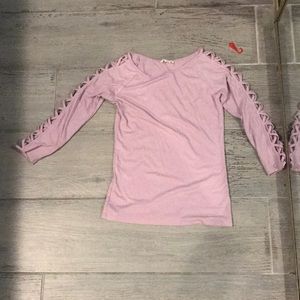 Pink lace up shirt